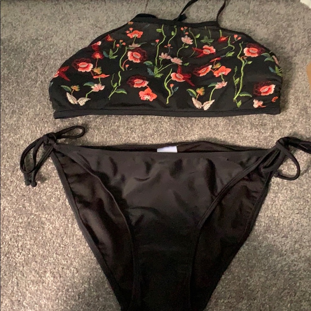 Embroidered Two Piece Swimsuit